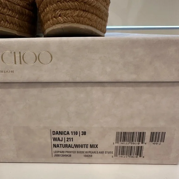 Jimmy Choo DANICA 110 Leopard Print Suede w/ Pearls and Studs Wedges 38